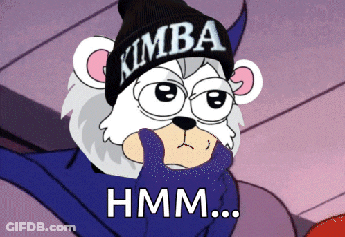 Cartoon Bear Wearing Kimba Beanie GIF