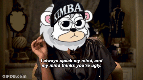 Cartoon Bear Wearing Kimba Hat GIF