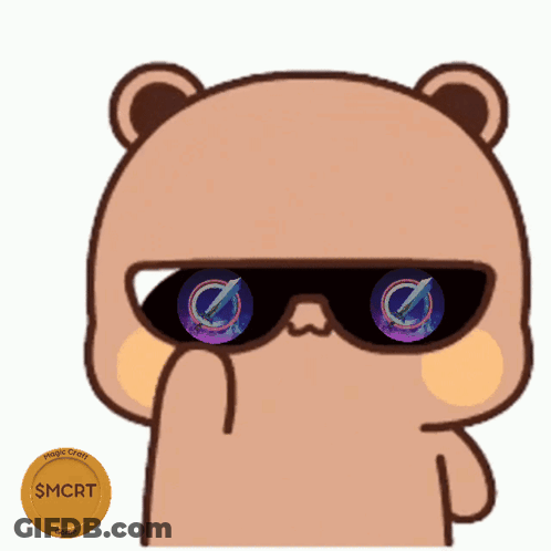 Cartoon Bear Wearing Sunglasses And Coin GIF