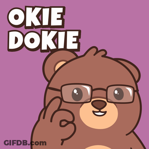 Cartoon Bear With Glasses Okie Dokie GIF