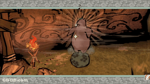 Cartoon Bear With Glowing Diamond On Chest GIF