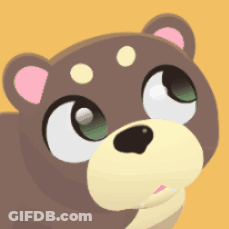 Cartoon Bear With Green Eyes And Pink Ear GIF
