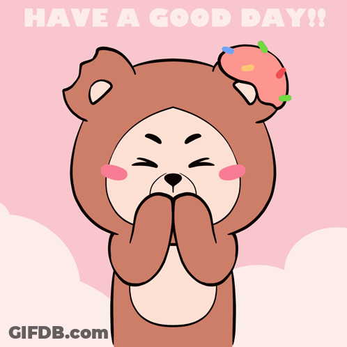 Cartoon Bear With Outstretched Arms Have A Good Day GIF