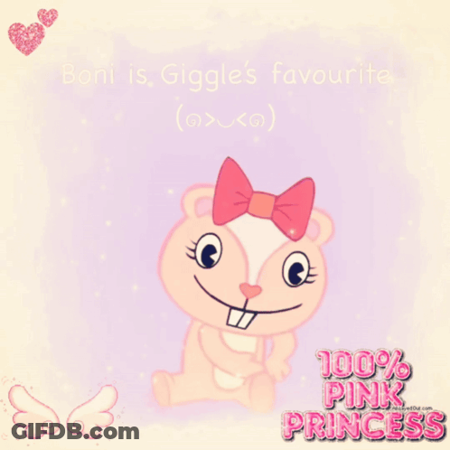 Cartoon Bear With Pink Bow 100% Pink Princess GIF