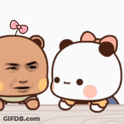 Cartoon Bear With Pink Bow Standing Next To Another Bear GIF