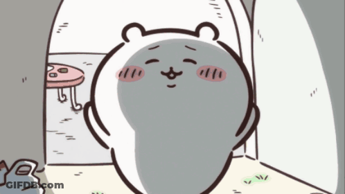 Cartoon Bear With Smiley Face And Table GIF