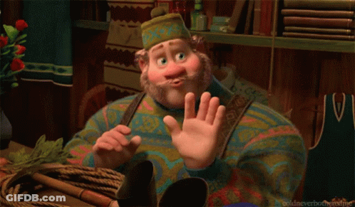 Cartoon Bearded Character In Colorful Sweater And Hat GIF