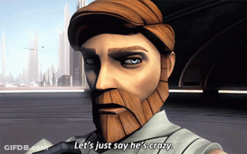 Cartoon Bearded Character Saying Lets Say Hes Crazy GIF