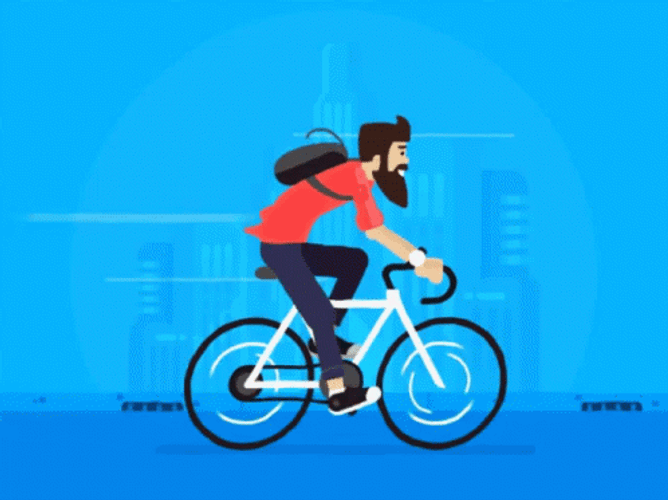 Cartoon Bearded Guy Riding Bicycle GIF