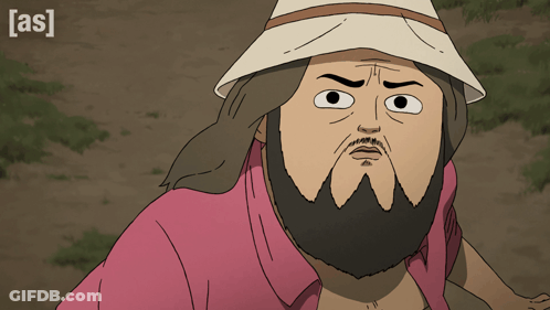 Cartoon Bearded Man In Pink Shirt And White Hat GIF