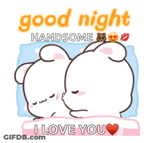 Cartoon Bears Saying Good Night Handsome I Love You GIF