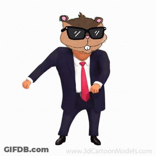Cartoon Beaver In Suit And Tie Dancing GIF