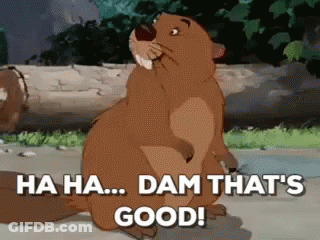 Cartoon Beaver Saying Ha Ha Dam GIF