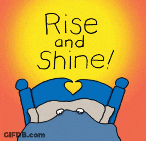 Cartoon Bed Saying Rise And Shine GIF