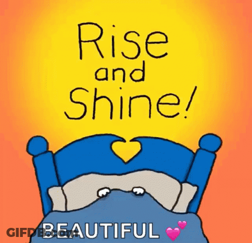 Cartoon Bed Saying Rise And Shine GIF