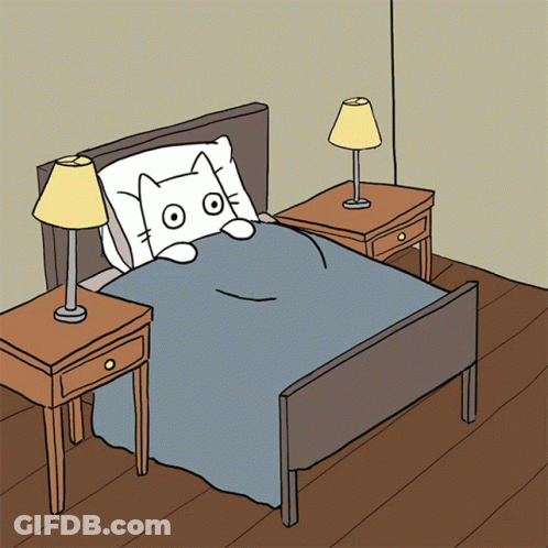 Cartoon Bed With Cat Pillow GIF
