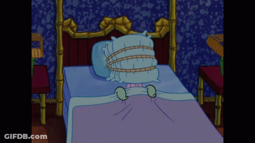 Cartoon Bed With Pillow Tied Around GIF