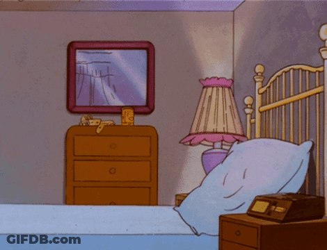 Cartoon Bedroom With Pillow And Dresser GIF
