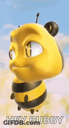 Cartoon Bee Flying With Hey Bubby GIF
