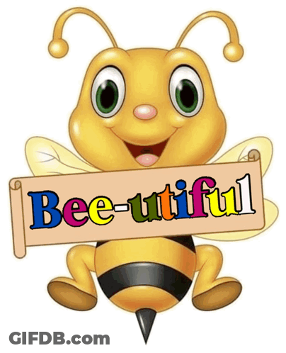 Cartoon Bee Holding Bee-Useful Sign GIF