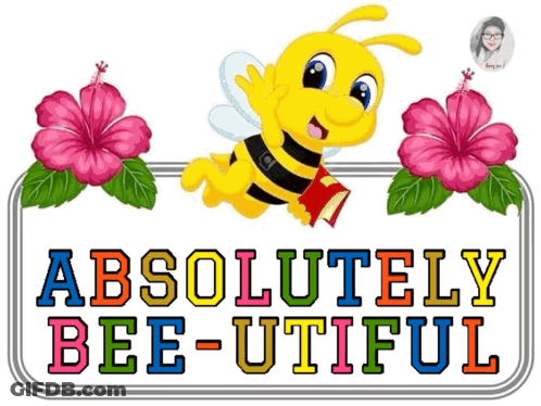 Cartoon Bee Holding Book Absolutely Bee-Utiful GIF