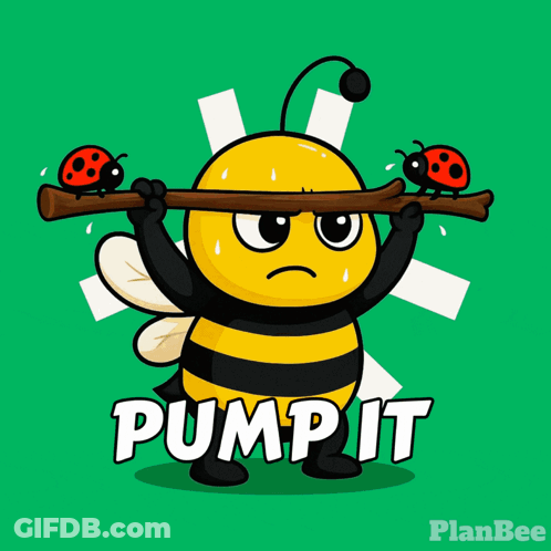 Cartoon Bee Holding Stick Pump It GIF