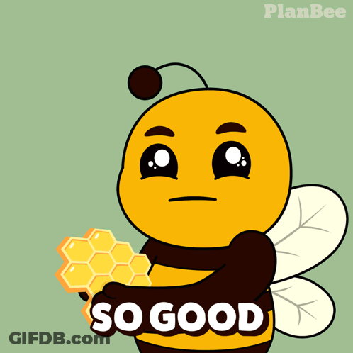 Cartoon Bee Hugging Honeycomb So Good GIF