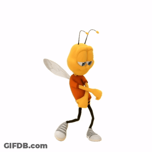 Cartoon Bee In Red Shirt And Black Pants GIF