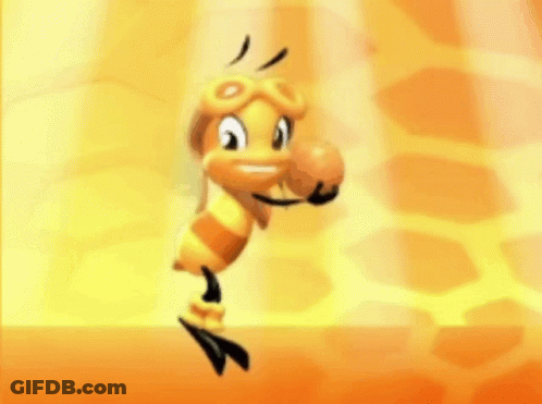 Cartoon Bee Wearing Goggles Holding Ball GIF