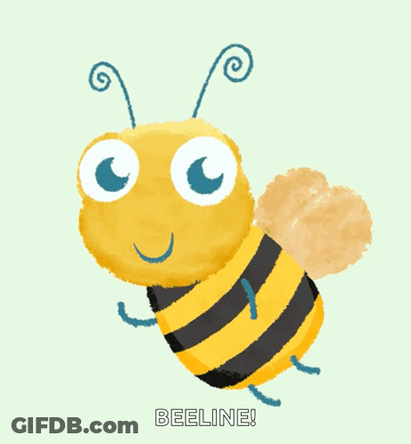 Cartoon Bee With Beeline Text GIF