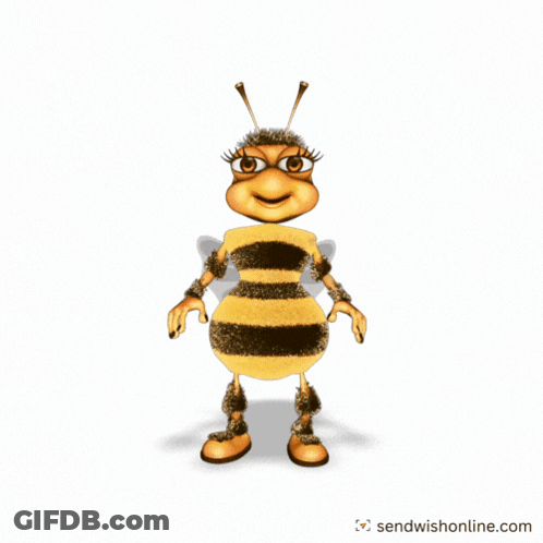 Cartoon Bee With SendWishOnline.com GIF