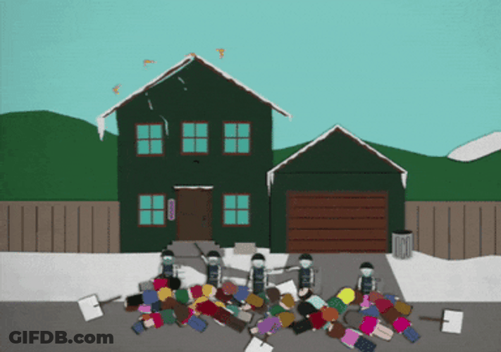 Cartoon Big House Exploding GIF