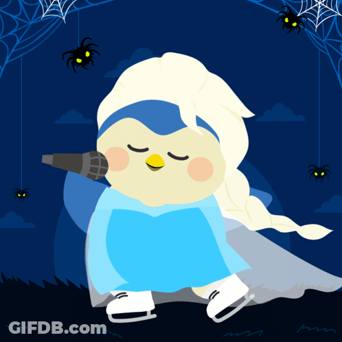 Cartoon Bird Dressed As Elsa From Frozen GIF