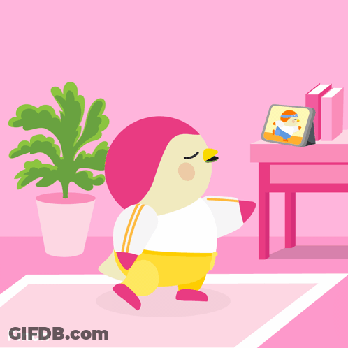 Cartoon Bird Exercising Stay Fit GIF