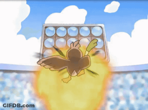 Cartoon Bird Flying Through Stadium GIF