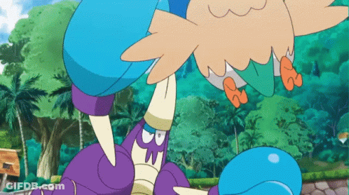 Cartoon Bird Holding Purple Monster GIF
