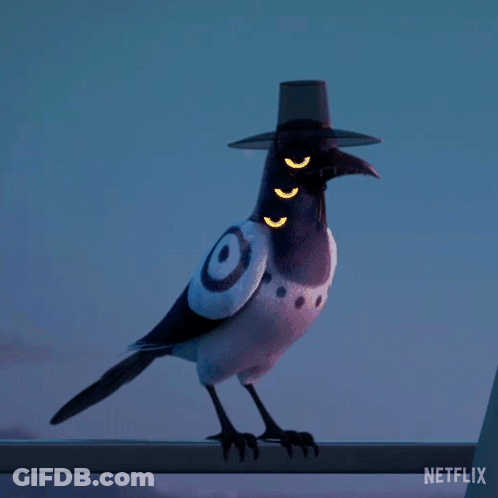 Cartoon Bird In Top Hat With Netflix Logo GIF