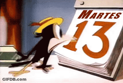 Cartoon Bird Looking At Calendar Saying Martes GIF