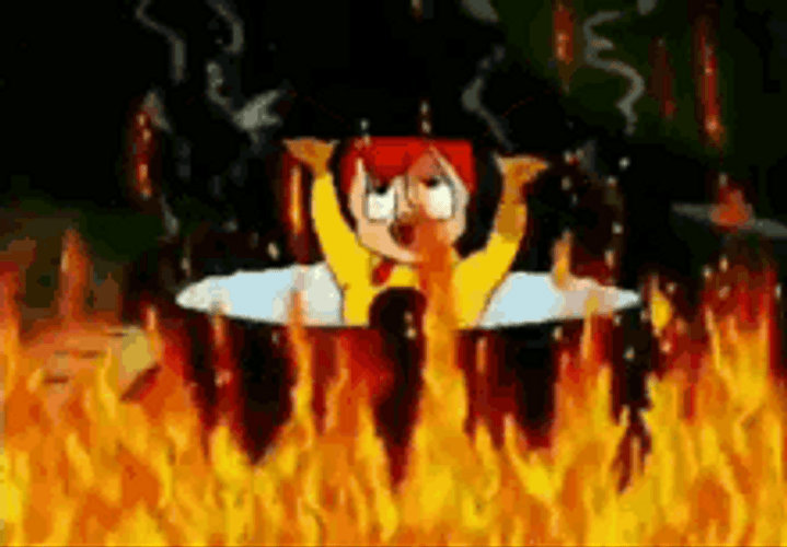 Cartoon Bird Sweating Boiling Water Burning Hot Weather GIF