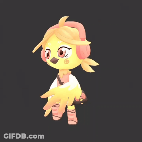 Cartoon Bird Wearing Headphones And Bag GIF