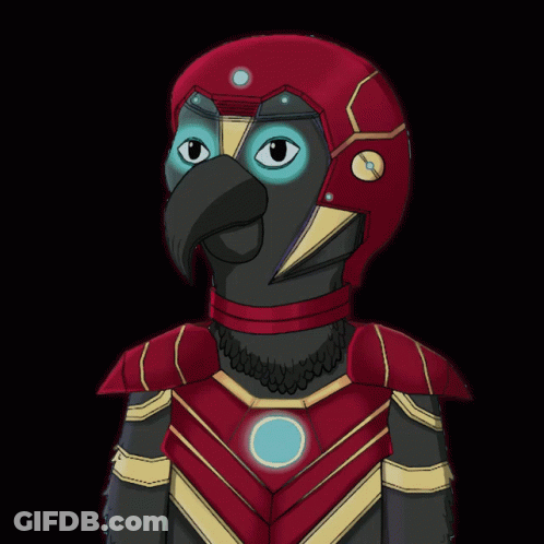 Cartoon Bird Wearing Red Helmet GIF