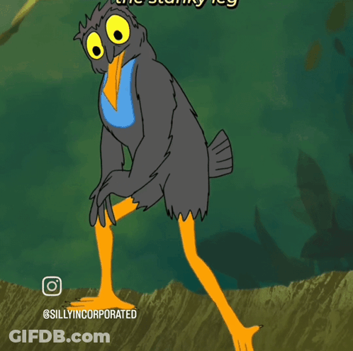 Cartoon Bird With Blue Beak And Yellow Legs GIF