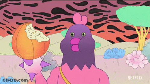 Cartoon Bird With Pumpkin On Head And Netflix Logo GIF