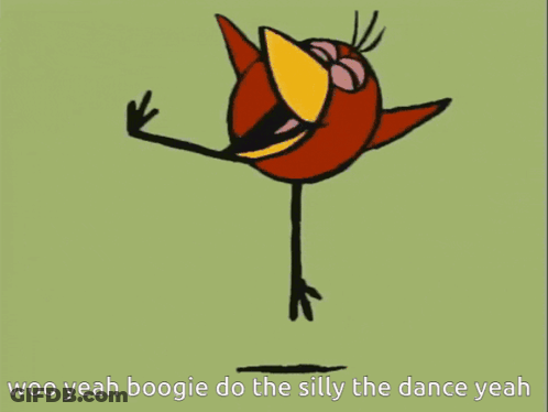 Cartoon Bird With Woo Yeah Boogie Do The Silly The Dance Yeah GIF