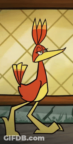 Cartoon Bird With Yellow Beak And Red Feathers GIF