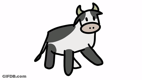 Cartoon Black And White Cow GIF