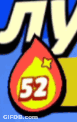Cartoon Blood Drop With Number 52 GIF