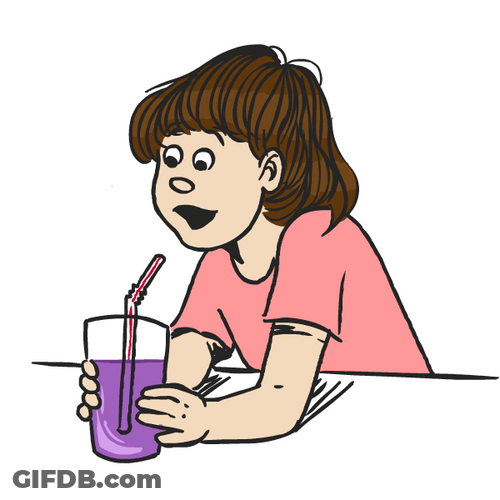 Cartoon Blowing Straw Bubbles GIF