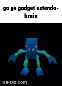 Cartoon Blue Arms Go Go Gadget Extendo Brain GIF