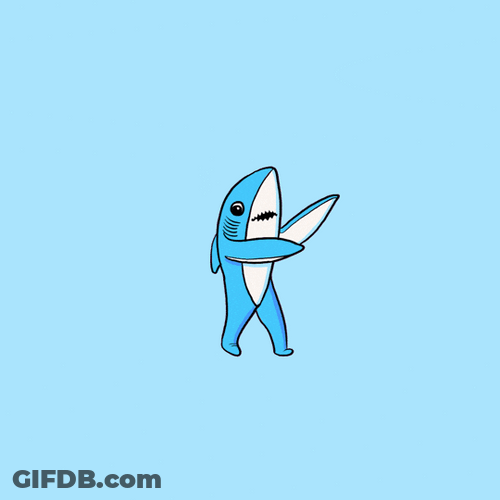 Cartoon Blue Dancing Shark Alone GIF